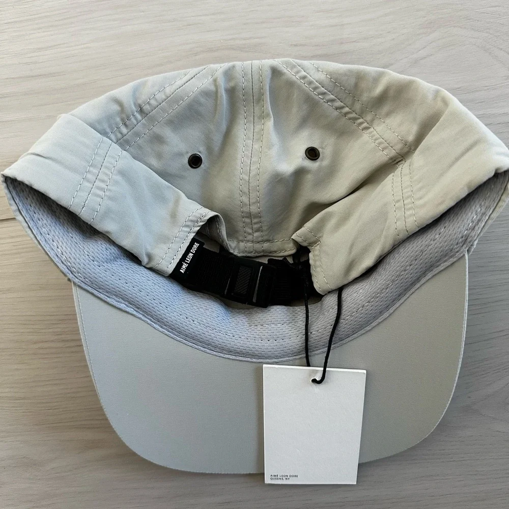 NEW AIME LEON DORE Embroidered Script Sport nylon 6 panel Hat cap silver Burch
